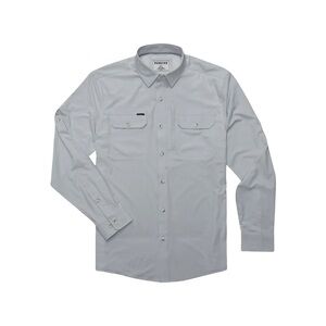 PONCHO Men’s Light Gray Long Sleeve Casual Button Down Shirt Grey Ghost XXL